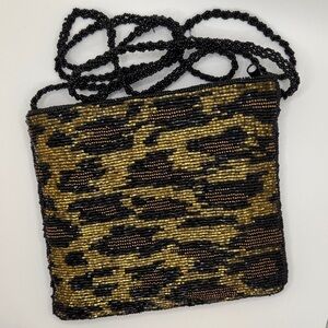 VTG Elegant Lined Beaded Leopard Print Bag/Clutch
